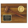 Walnut Finish Plaque w/Walnut Gavel & 2" Insert Space